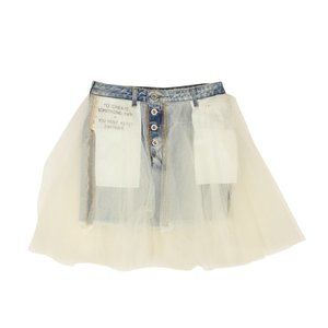 UNRAVEL PROJECT Blue Wash Tulle Denim Mini Skirt Size 28 $770